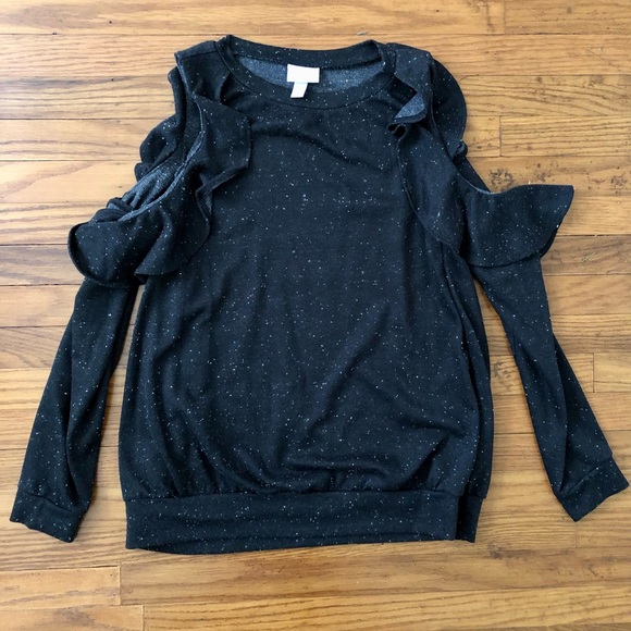 Isabel Maternity Black & White Off the Shoulder Sweater - Picture 1 of 3